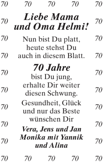 Glückwunschanzeige von Mama und Oma Helmi von Aachener Zeitung / Aachener Nachrichten