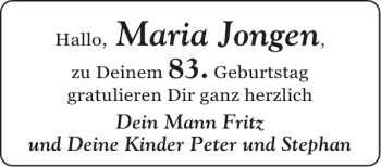 Glückwunschanzeige von Maria Jongen von Aachener Zeitung / Aachener Nachrichten