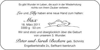 Glückwunschanzeige von Max  von Super Sonntag / Super Mittwoch