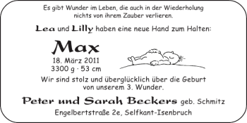 Glückwunschanzeige von Max  von Super Sonntag / Super Mittwoch