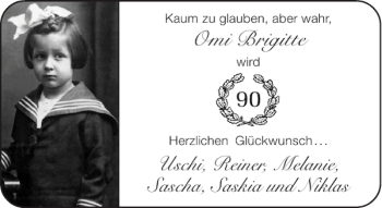 Glückwunschanzeige von Omi Brigitte von Aachener Zeitung / Aachener Nachrichten