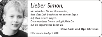 Glückwunschanzeige von Simon  von Aachener Zeitung / Aachener Nachrichten