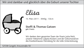 Glückwunschanzeige von Elisa  von Super Sonntag / Super Mittwoch