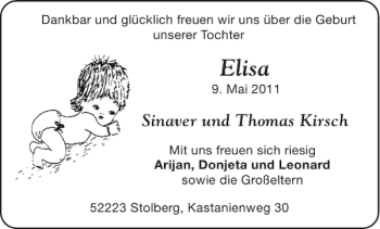 Glückwunschanzeige von Elisa  von Aachener Zeitung / Aachener Nachrichten