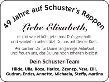 Glückwunschanzeige von Elisabeth  von Super Sonntag / Super Mittwoch