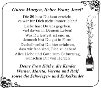 Glückwunschanzeige von Franz-Josef  von Aachener Zeitung / Aachener Nachrichten