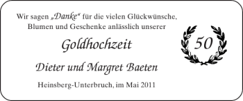 Glückwunschanzeige von Goldhochzeit  von Super Sonntag / Super Mittwoch
