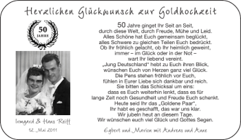 Glückwunschanzeige von Goldhochzeit  von Aachener Zeitung / Aachener Nachrichten