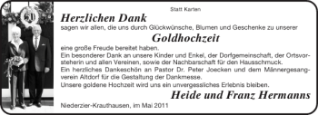 Glückwunschanzeige von Goldhochzeit Heide und Franz Hermanns von Aachener Zeitung / Aachener Nachrichten