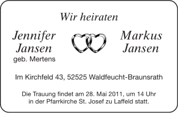 Glückwunschanzeige von Jennifer Jansen von Super Sonntag / Super Mittwoch