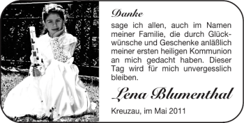 Glückwunschanzeige von Lena Blumenthal von Super Sonntag / Super Mittwoch