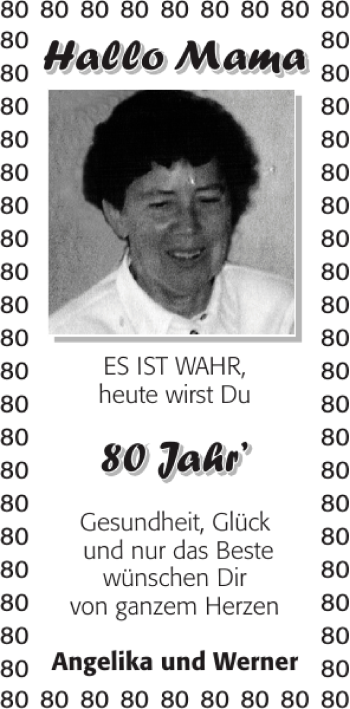 Glückwunschanzeige von Mama  von Aachener Zeitung / Aachener Nachrichten