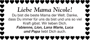 Glückwunschanzeige von Mama Nicole von Super Sonntag / Super Mittwoch