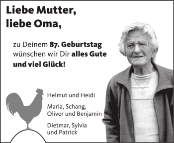 Glückwunschanzeige von Mutter Oma von Aachener Zeitung / Aachener Nachrichten