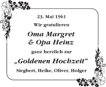 Glückwunschanzeige von Oma Margret Opa Heinz von Aachener Zeitung / Aachener Nachrichten