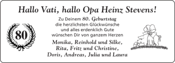 Glückwunschanzeige von Opa Heinz Stevens von Aachener Zeitung / Aachener Nachrichten