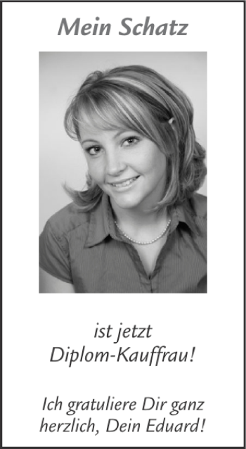 Glückwunschanzeige von Schatz  von Super Sonntag / Super Mittwoch