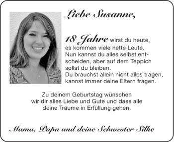 Glückwunschanzeige von Susanne  von Aachener Zeitung / Aachener Nachrichten