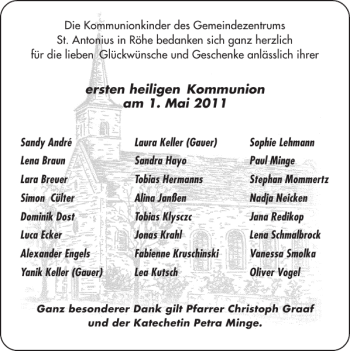 Glückwunschanzeige von ersten heiligen Kommunion Mai von Super Sonntag / Super Mittwoch