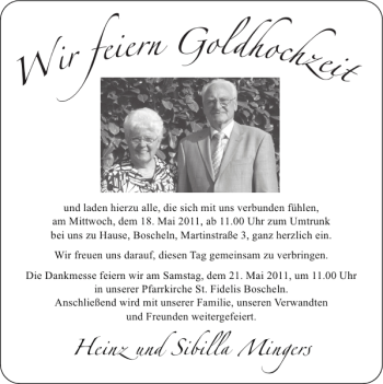 Glückwunschanzeige von feie rn Goldhochzeit von Super Sonntag / Super Mittwoch