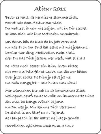 Glückwunschanzeige von Abitur  von Aachener Zeitung / Aachener Nachrichten
