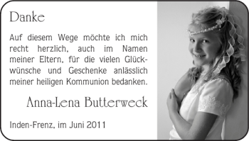 Glückwunschanzeige von Anna-Lena Butterweck von Super Sonntag / Super Mittwoch
