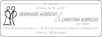 Glückwunschanzeige von Bernhard Horrichs Christina Horrichs von Aachener Zeitung / Aachener Nachrichten