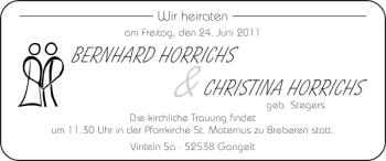 Glückwunschanzeige von Christina Horrichs Bernhard Horrichs von Super Sonntag / Super Mittwoch