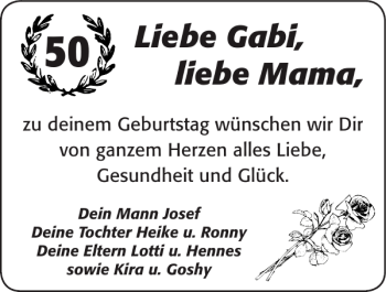 Glückwunschanzeige von Gabi Mama von Super Sonntag / Super Mittwoch