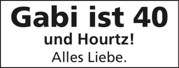 Glückwunschanzeige von Gabi ist von Super Sonntag / Super Mittwoch