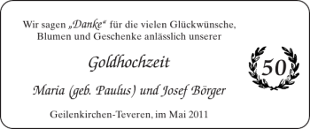 Glückwunschanzeige von Goldhochzeit  von Super Sonntag / Super Mittwoch