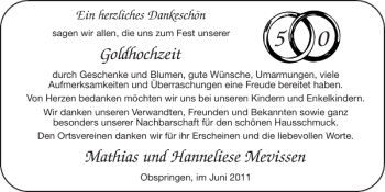 Glückwunschanzeige von Goldhochzeit Mathias und Hanneliese Mevissen von Super Sonntag / Super Mittwoch