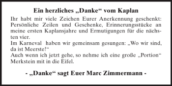Glückwunschanzeige von Kaplan-sagt Euer Marc Zimmermann von Super Sonntag / Super Mittwoch