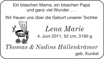 Glückwunschanzeige von Lena Marie von Super Sonntag / Super Mittwoch