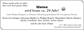 Glückwunschanzeige von Mama  von Aachener Zeitung / Aachener Nachrichten