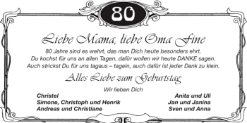 Glückwunschanzeige von Mama Oma Fine von Super Sonntag / Super Mittwoch
