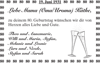 Glückwunschanzeige von Mama Oma Käthe von Super Sonntag / Super Mittwoch