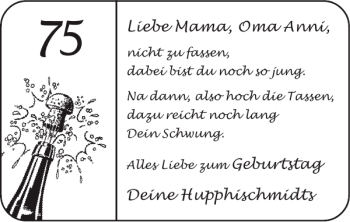 Glückwunschanzeige von Mama Oma Anni Hupphischmidts von Super Sonntag / Super Mittwoch