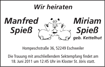 Glückwunschanzeige von Manfred Miriam Spieß Spieß von Super Sonntag / Super Mittwoch