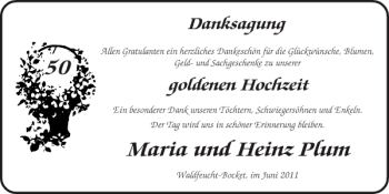 Glückwunschanzeige von Maria und Heinz Plum von Super Sonntag / Super Mittwoch