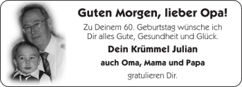 Glückwunschanzeige von Opa  von Aachener Zeitung / Aachener Nachrichten
