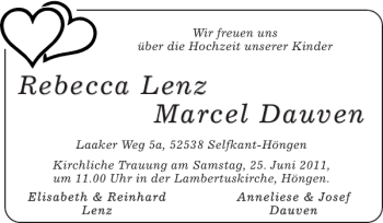 Glückwunschanzeige von Rebecca Lenz Marcel Dauven von Super Sonntag / Super Mittwoch