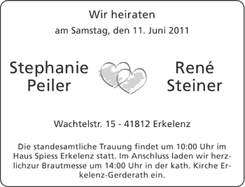 Glückwunschanzeige von Stephanie Peiler Steiner von Aachener Zeitung / Aachener Nachrichten