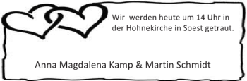 Glückwunschanzeige von Anna Magdalena Kamp Martin Schmidt von Aachener Zeitung / Aachener Nachrichten