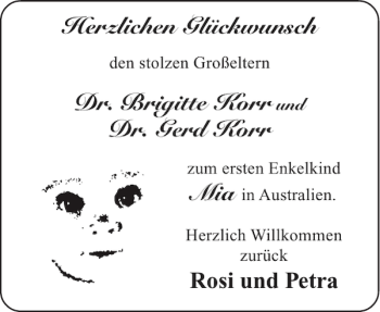 Glückwunschanzeige von Dr. Brigitte Korr Dr. Gerd Korr Mia  von Aachener Zeitung / Aachener Nachrichten