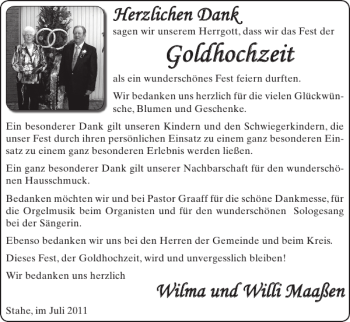 Glückwunschanzeige von Goldhochzeit  von Super Sonntag / Super Mittwoch