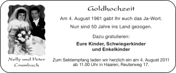 Glückwunschanzeige von Goldhochzeit  von Super Sonntag / Super Mittwoch