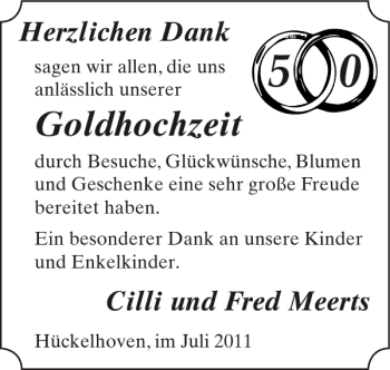 Glückwunschanzeige von Goldhochzeit  von Super Sonntag / Super Mittwoch