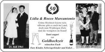 Glückwunschanzeige von Lidia Rocco Marcantonio Goldhochzeit von Super Sonntag / Super Mittwoch