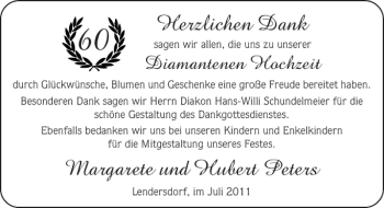 Glückwunschanzeige von Margarete und Hubert Peters von Super Sonntag / Super Mittwoch